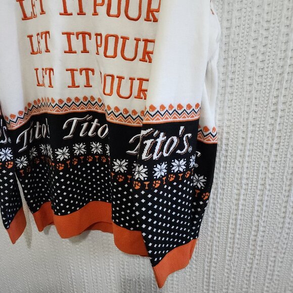 Tito's Vodka Let It Pour Ugly Christmas Sweater Orange Black White Size XXL Men - Picture 6 of 12
